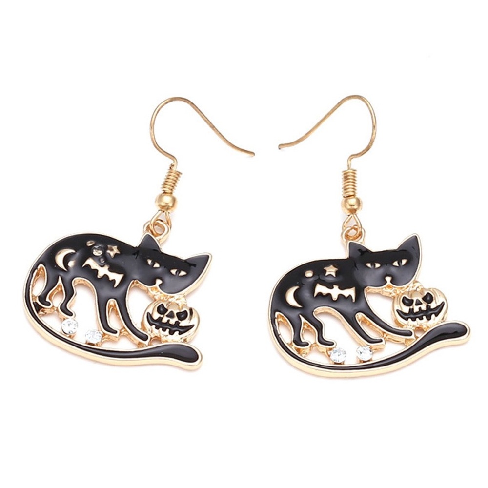 Halloween Starry Night Cat Bat Spooky Pumpkin Earrings